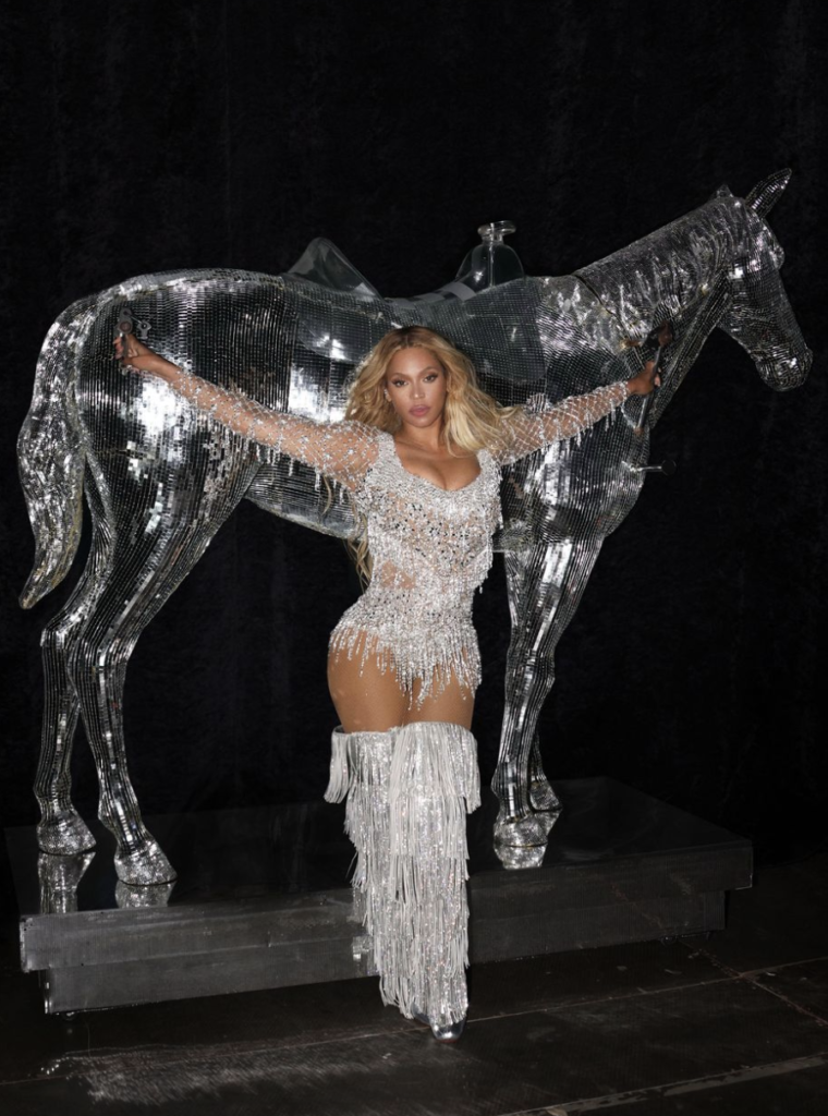 Beyonce PatBO custom made bodysuit with crystal fringe